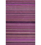 Purple striped hand-tufted wool rug with multitone linear design